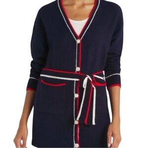 Vigoss classic button down cardigan w pearl gold buttons and belt, size xl NWT